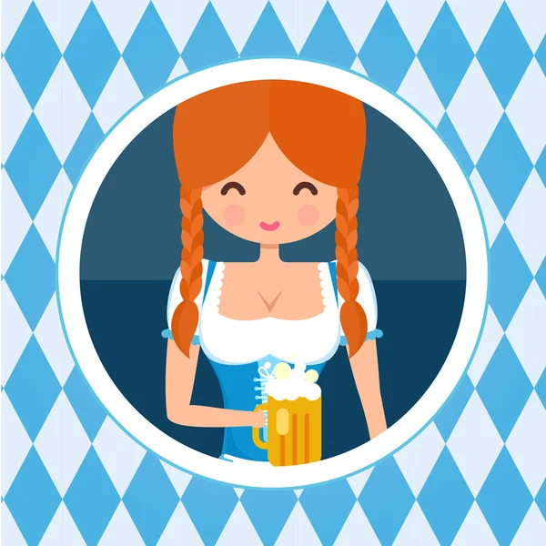 German girl circle avatar portrait. — Stockvector