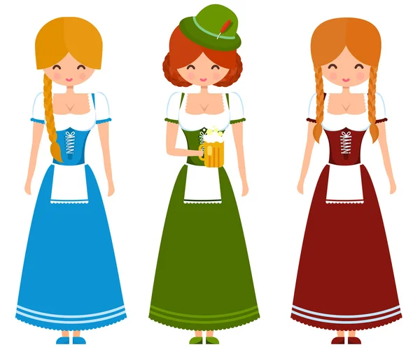 German girls in traditional bavarian dress —  Vetores de Stock