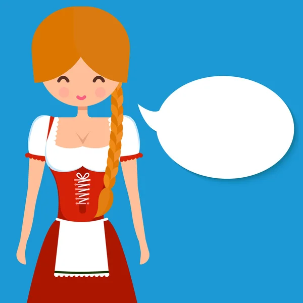 Blonde girl in traditional german dress — Stockvector