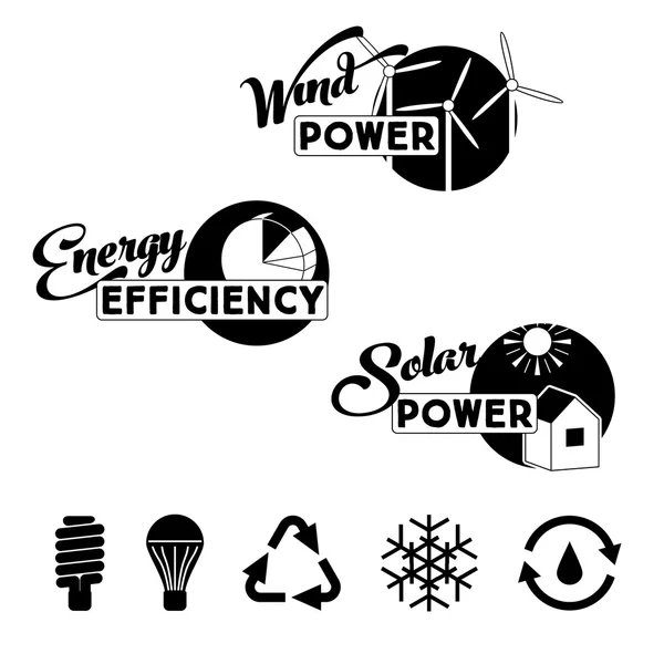 Alternative energy labels and badges — Stockový vektor