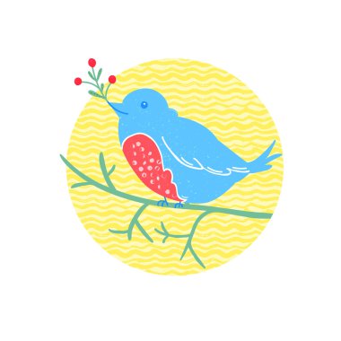 Cute bird sits on the branch