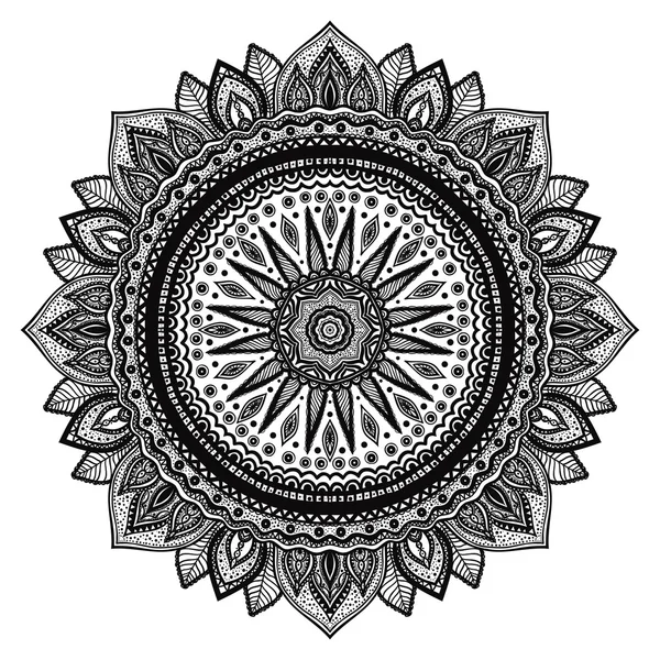 Black mandala, indian motif. — 스톡 벡터