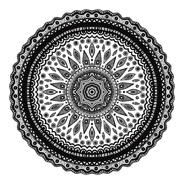 Schwarz Mandala, indische Motiv. — Stockvektor