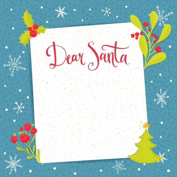 Dear Santa - letter to Santa Claus — Stock Vector