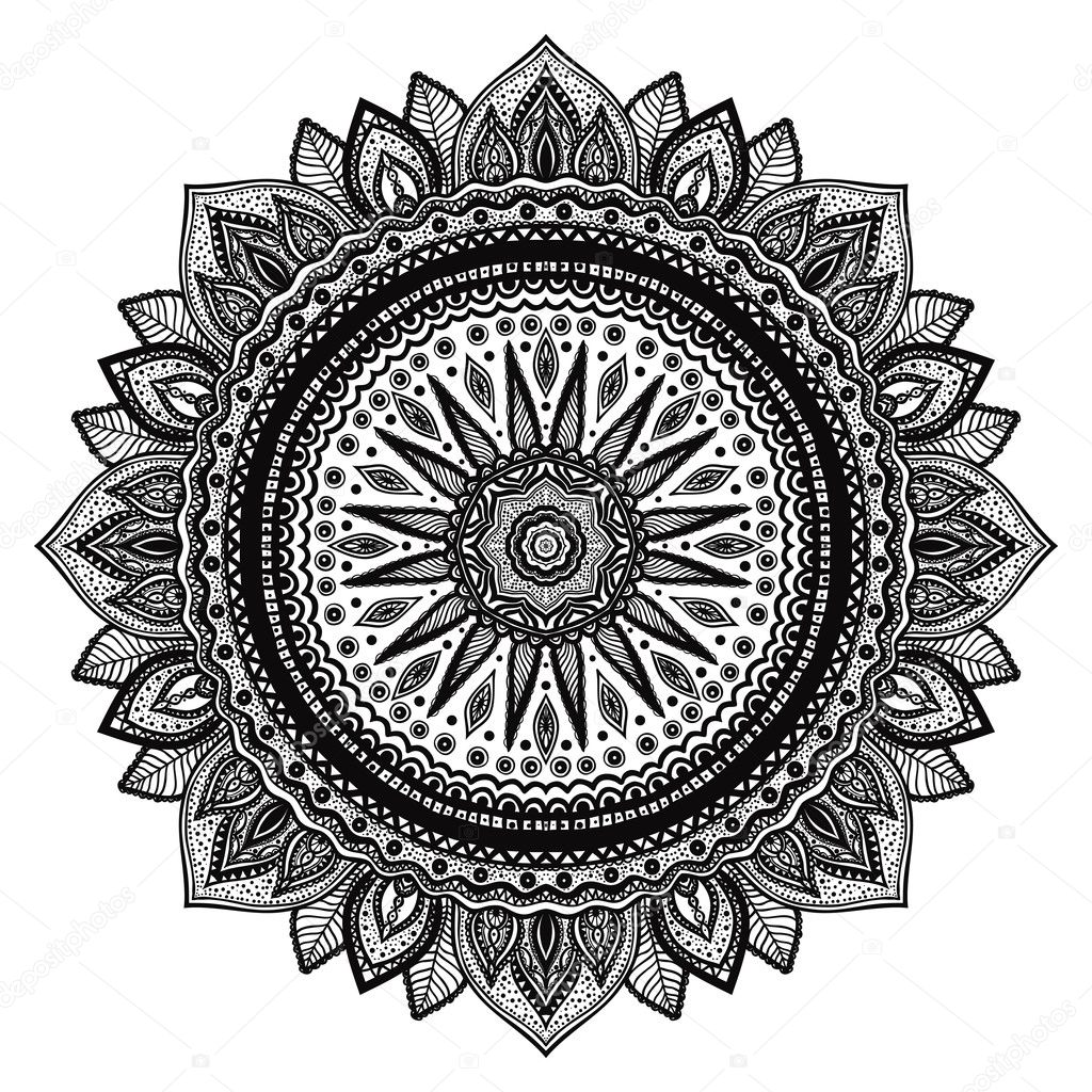 Black mandala, indian motif.