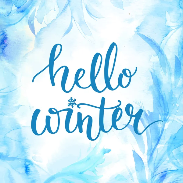 Hello winter banner with lettering — Archivo Imágenes Vectoriales