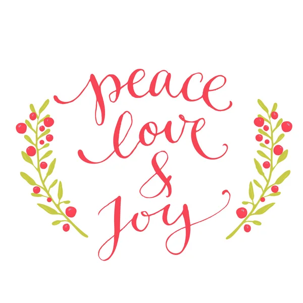 Peace, love and joy text. — ストックベクタ