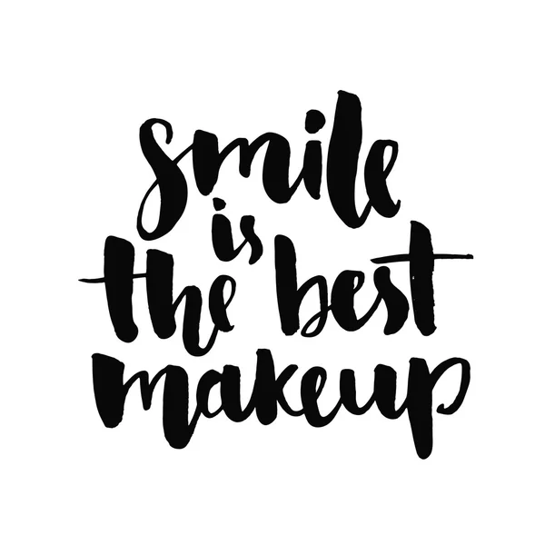 La sonrisa es el mejor maquillaje . — Vector de stock