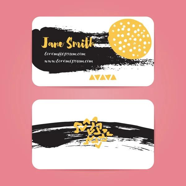 Business card with brush ink strokes. — Stock vektor