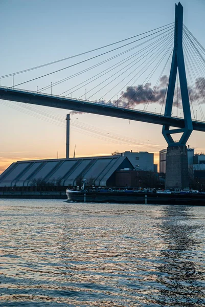 Hamburg Mast Der Köhlbrandbrücke Hamburg Der Dämmerung — Stockfoto