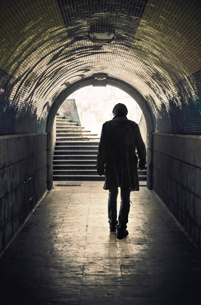 Back view of a mysterious man