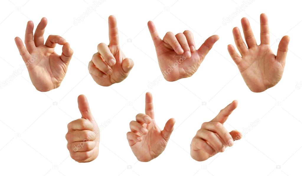 Seven male Hand Signs