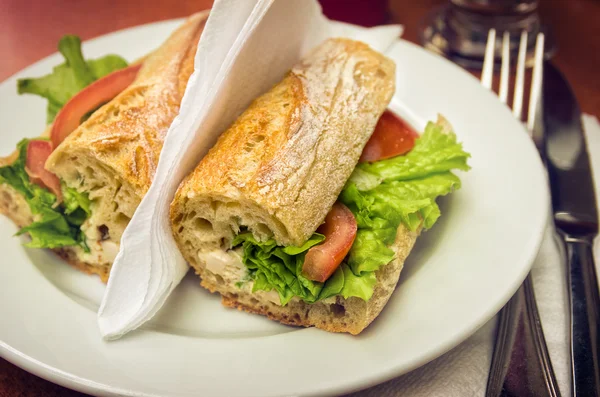 Sandwish with cheese on Table — Stock Photo, Image