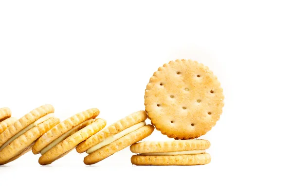 Кругле Лимонне Бутербродне Печиво Ізольоване Білому Тлі — стокове фото