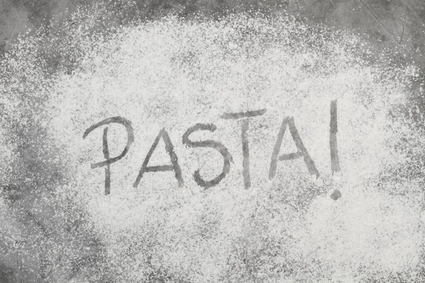 Pasta Wort Mehl Auf Steingrund Schreiben — Stockfoto