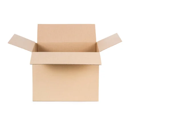 Open Cardboard Box White Background — Stock Photo, Image