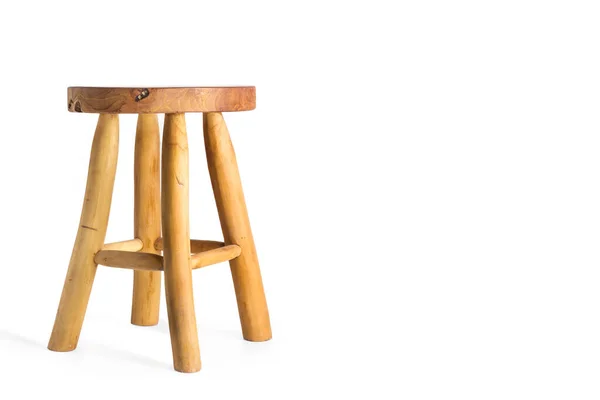 Wooden Stool Isolated White Background Copy Space — Stock Photo, Image