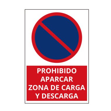 Beyaz arka planda yasak aparcar, zona de carga y descarga tabelası (trad. Park, yükleme ve boşaltma alanı yok)