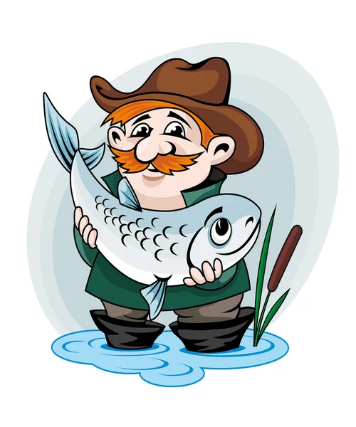 Fisherman catch a fish — Stock Vector