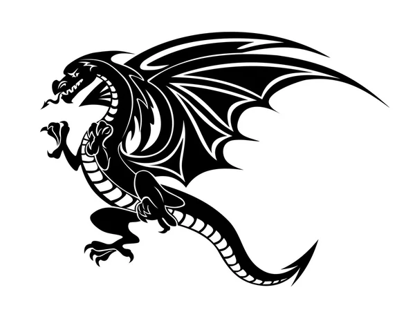 Angry black dragon — Stock Vector