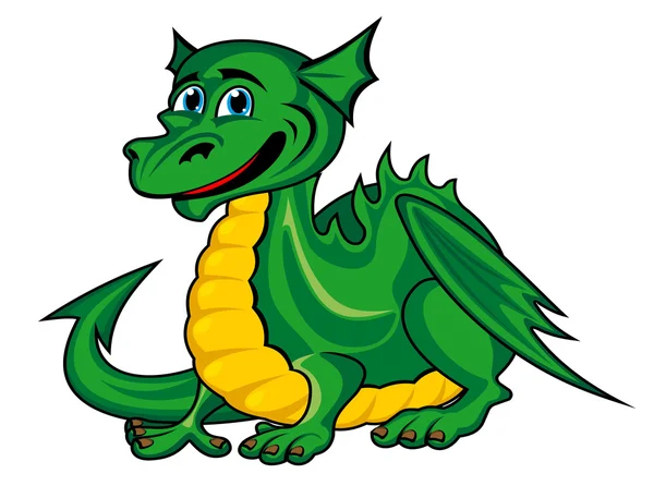 Fantasía dragón verde niño — Vector de stock