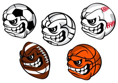 Cartoon balls mascots for sporting games vector