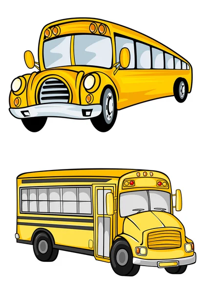 Жовті шкільні автобуси ізольовані на білому — стоковий вектор