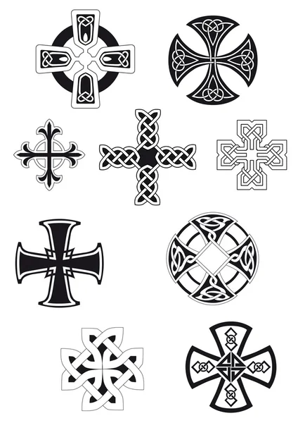 Cruzes pretas com ornamento de nó celta — Vetor de Stock