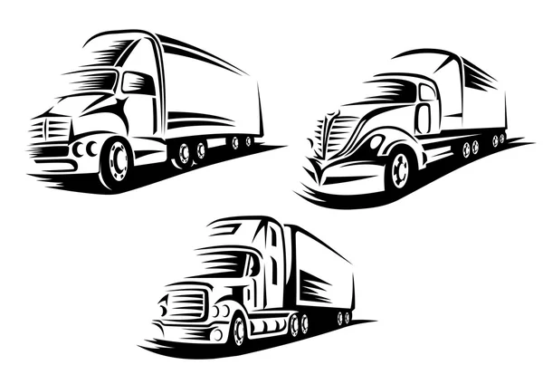 Camions à cargaison sur une route — Image vectorielle