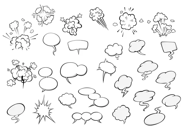 Cartoon pratbubblor och explosion moln — Stock vektor