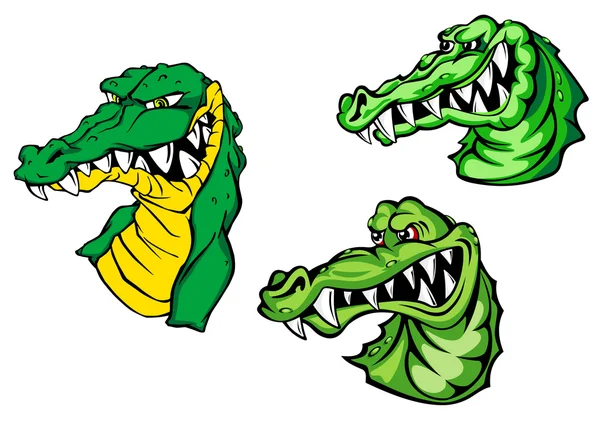 Crocodiles with bared teeth cartoon characters — Stock Vector