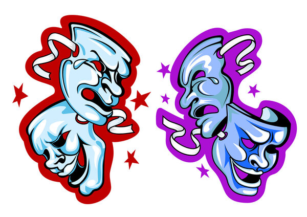 Мультфильм комедия и трагические театральные маски
