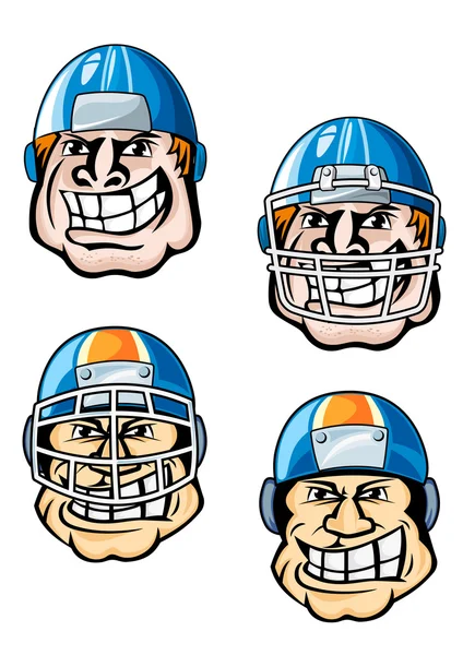 Rugby player in helmet cartoon characters — Stock Vector