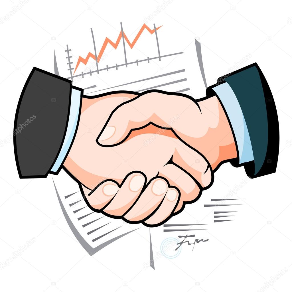 Business handshakes againstworking papers with line graphs  for partnership or agreement concept design