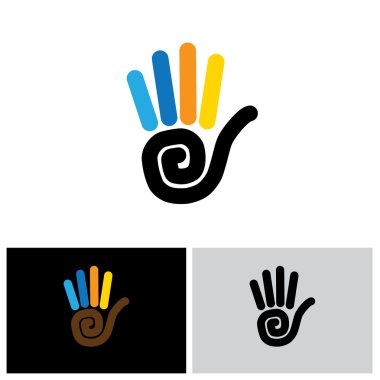 Dur el işareti vektör logo satırı simgesi
