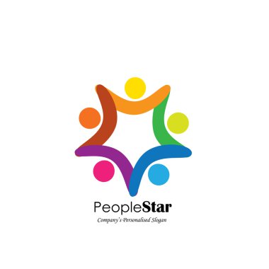 takım ve çalışanların Grubu'nun star şekil - vektör ben ekip çalışması