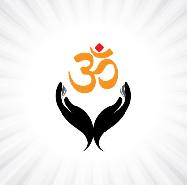 birinin elini ve om sembolü - dindar bir hindu kavramı dua