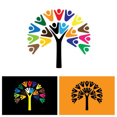 vektör logo simge insanlarla ağacının