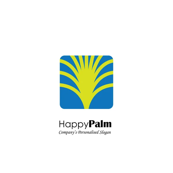 Vektor-Logo-Symbol der Palme auf blauem Hintergrund — Stockvektor