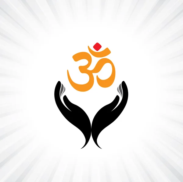 Praying person's hand and om symbol - concept of a devout hindu — Stock Vector