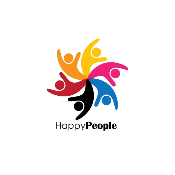Icône de logo vectoriel de célébration des personnes en cercle . — Image vectorielle