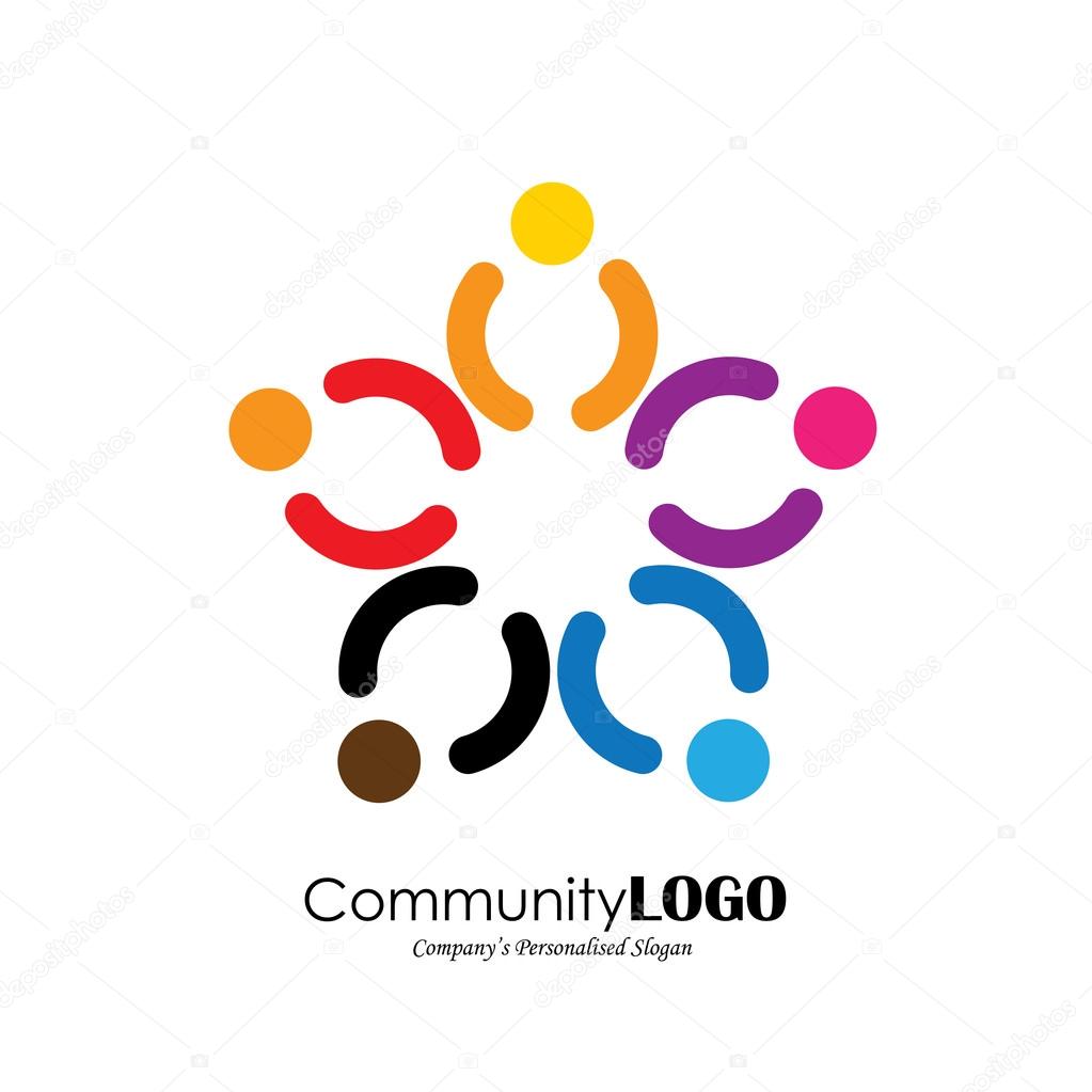 Vector icon of people together - sign of unity, partnership. This also represents diversity, community, engagement, interaction, teamwork, team, children, kids, employees