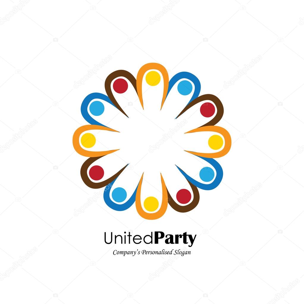 Vector icon of happy, excited, joyous people circle. This also represents celebration, community, entertainment, fun, party, frenzy, disco, dance, excitement