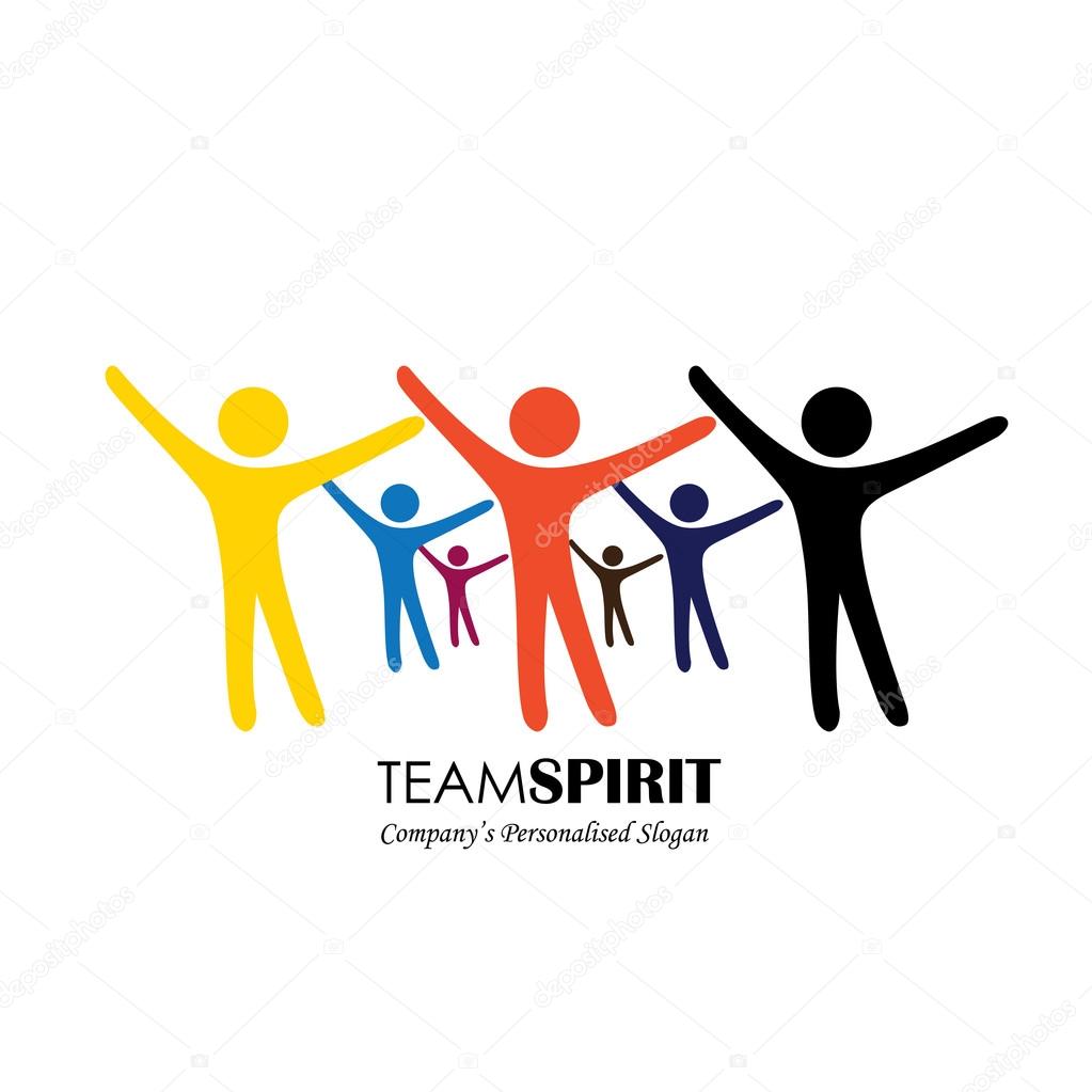 Team & teamwork, excited employees, motivated people - vector icon. this icon also represents friendship, partnership cooperation, unity, excitement, happiness, euphoric, happy, joyful, jubilant