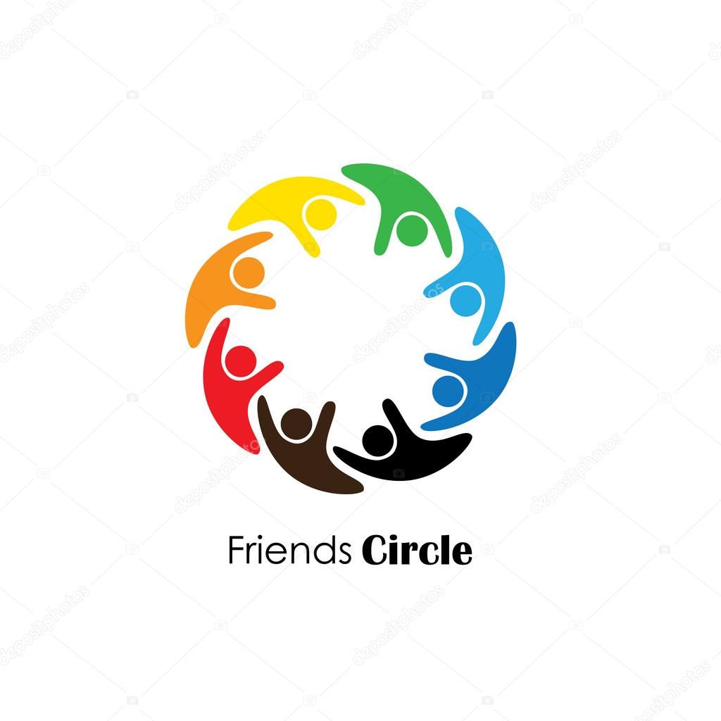 People icons in circle - vector concept engagement, togetherness. this also represents social media community, leader & leadership, unity, friendship, play group, employees & meeting