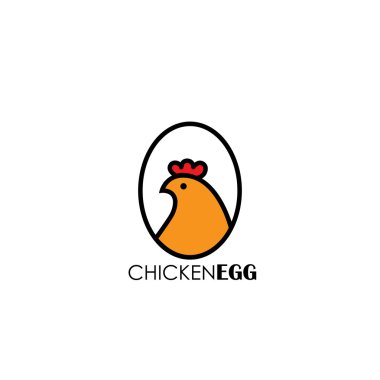 tavuk ve yumurta vektör logo simgesi basit çizgi çizim