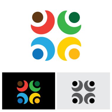 concept vector logo icon of bonding, relationship, trust & frien clipart