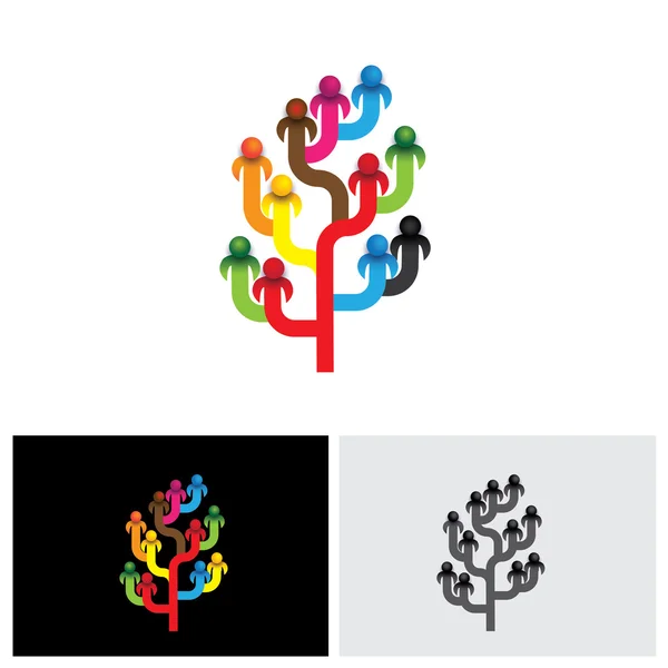 Concept tree of company employees working together as a team vec — Stockvector