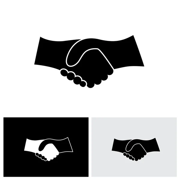 Concept vector graphic icon - business hand shake in black & whi — Stock Vector