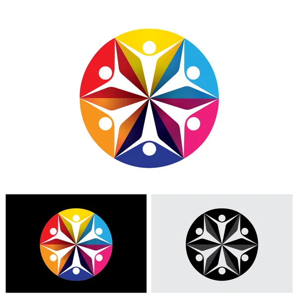 Абстрактные красочные векторные иконки логотипа детей или детей счастливы и — стоковый вектор